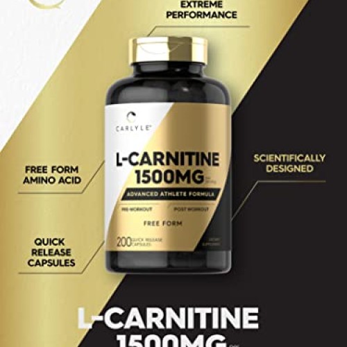 Carlyle L Carnitine 1500mg | 200 Capsules | Advanced Athlete Form...