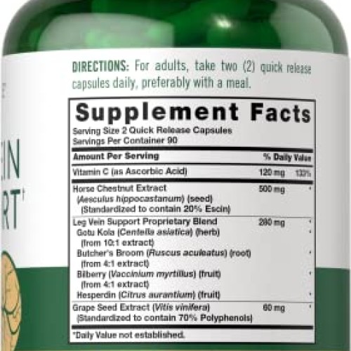 Carlyle Leg Vein Supplement | 180 Capsules | Supports Healthy Vei...