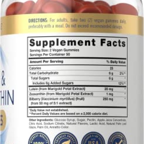 Carlyle Lutein and Zeaxanthin Gummies | 20mg of Lutein Supplement...