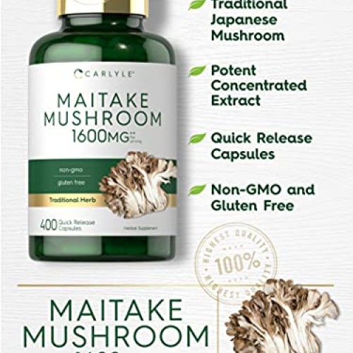 Carlyle Maitake Mushroom Capsules | 1600mg | 400 Count | Non-GMO ...