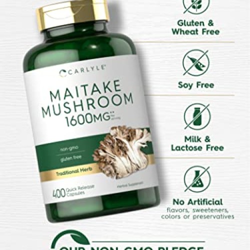 Carlyle Maitake Mushroom Capsules | 1600mg | 400 Count | Non-GMO ...