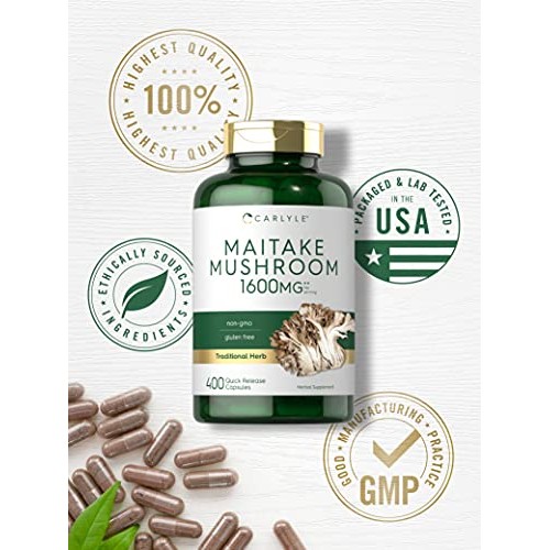 Carlyle Maitake Mushroom Capsules | 1600mg | 400 Count | Non-GMO ...