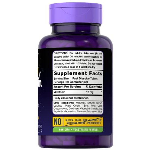 Carlyle Melatonin 12 mg Fast Dissolve 300 Tablets | Nighttime Sle...