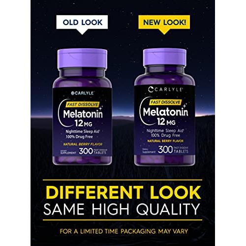 Carlyle Melatonin 12 mg Fast Dissolve 300 Tablets | Nighttime Sle...