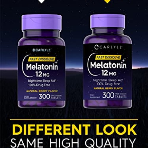 Carlyle Melatonin 12 mg Fast Dissolve 300 Tablets | Nighttime Sle...