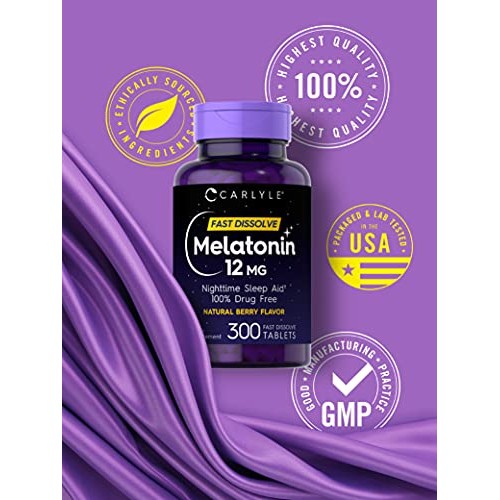 Carlyle Melatonin 12 mg Fast Dissolve 300 Tablets | Nighttime Sle...