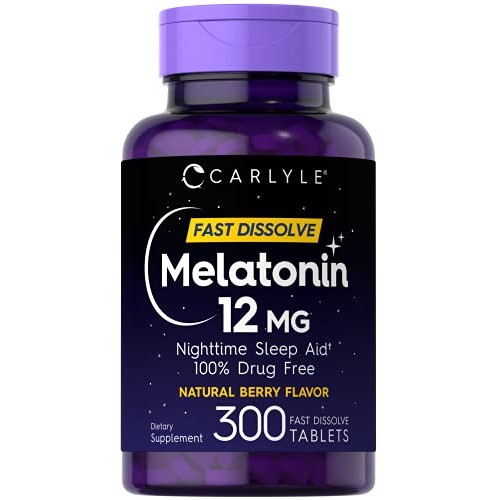 Carlyle Melatonin 12 mg Fast Dissolve 300 Tablets | Nighttime Sle...
