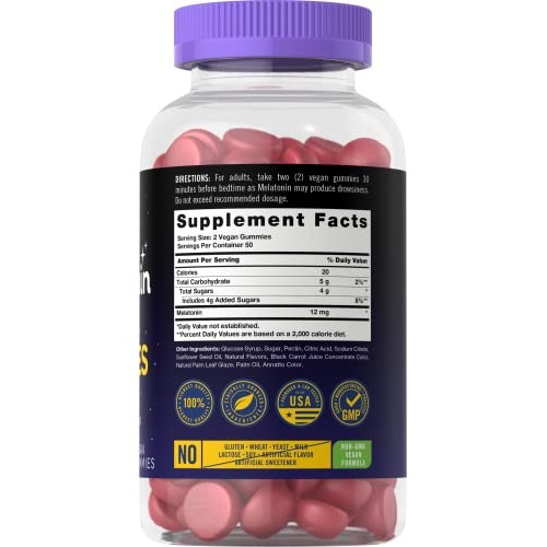 Carlyle Melatonin Gummies 12mg | 100 Count | Natural Berry Flavor...