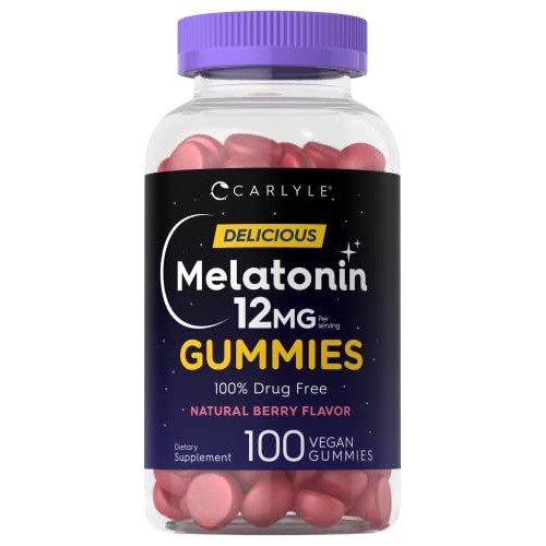 Carlyle Melatonin Gummies 12mg | 100 Count | Natural Berry Flavor...