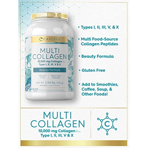 Carlyle Multi Collagen Powder 40 oz | 10000 mg | Type I, II, III,...