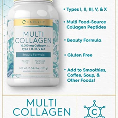 Carlyle Multi Collagen Powder 40 oz | 10000 mg | Type I, II, III,...