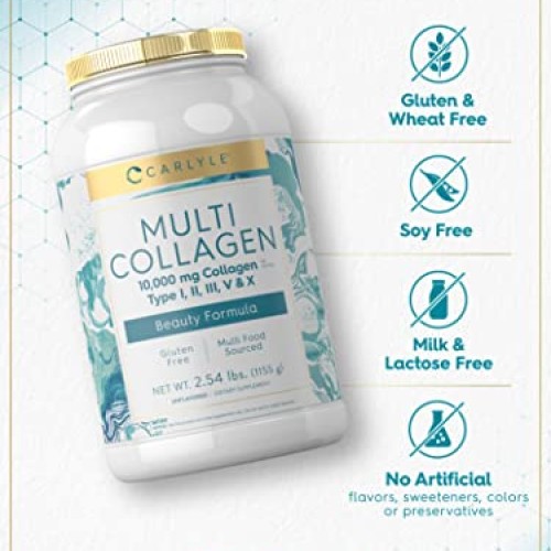 Carlyle Multi Collagen Powder 40 oz | 10000 mg | Type I, II, III,...