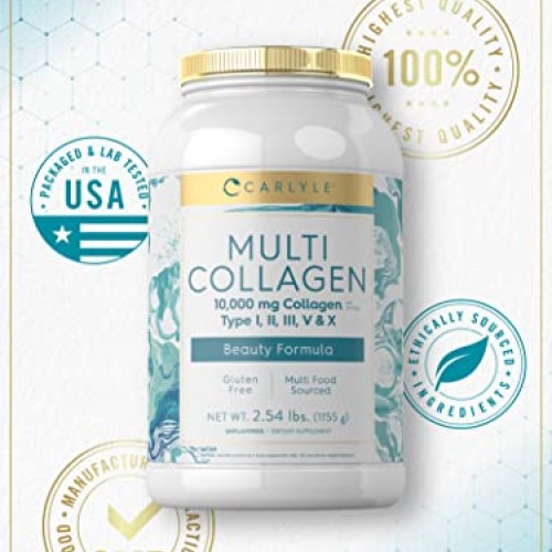 Carlyle Multi Collagen Powder 40 oz | 10000 mg | Type I, II, III,...
