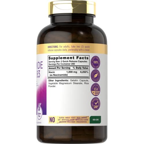 Carlyle Niacinamide Vitamin B3 1000 mg | 400 Capsules | High Pote...