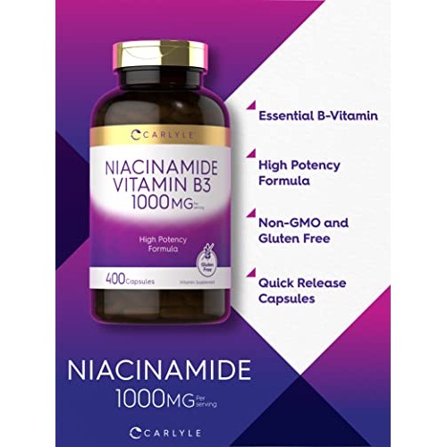Carlyle Niacinamide Vitamin B3 1000 mg | 400 Capsules | High Pote...