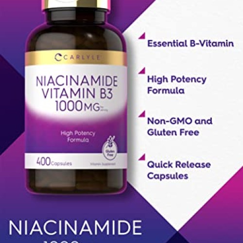 Carlyle Niacinamide Vitamin B3 1000 mg | 400 Capsules | High Pote...