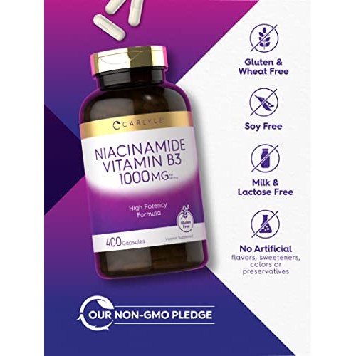 Carlyle Niacinamide Vitamin B3 1000 mg | 400 Capsules | High Pote...