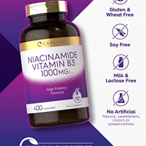 Carlyle Niacinamide Vitamin B3 1000 mg | 400 Capsules | High Pote...