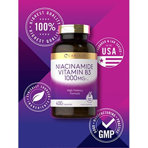 Carlyle Niacinamide Vitamin B3 1000 mg | 400 Capsules | High Pote...