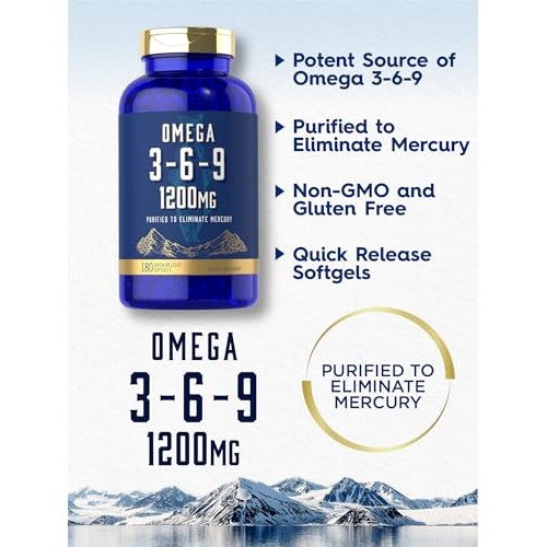 Carlyle Omega 3-6-9 1200mg | 180 Softgel Capsules | Triple Omega ...