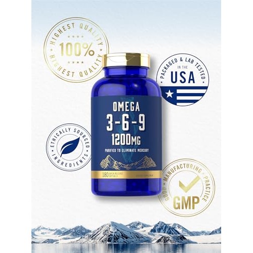 Carlyle Omega 3-6-9 1200mg | 180 Softgel Capsules | Triple Omega ...