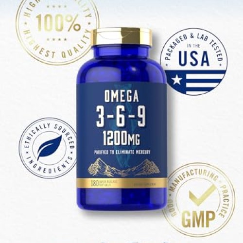 Carlyle Omega 3-6-9 1200mg | 180 Softgel Capsules | Triple Omega ...