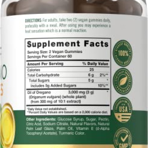 Carlyle Oregano Oil Gummies | 3000mg | 120 Count | Natural Mango ...