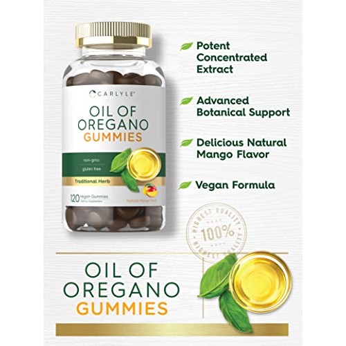 Carlyle Oregano Oil Gummies | 3000mg | 120 Count | Natural Mango ...