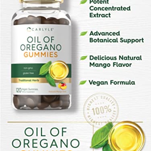 Carlyle Oregano Oil Gummies | 3000mg | 120 Count | Natural Mango ...