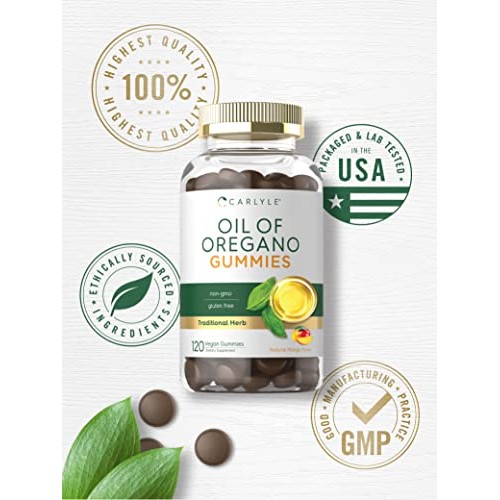 Carlyle Oregano Oil Gummies | 3000mg | 120 Count | Natural Mango ...