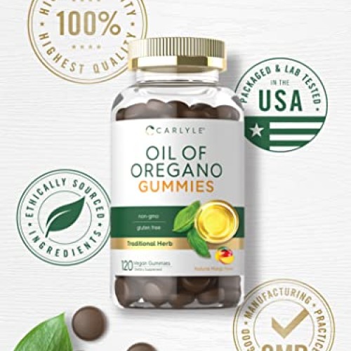 Carlyle Oregano Oil Gummies | 3000mg | 120 Count | Natural Mango ...