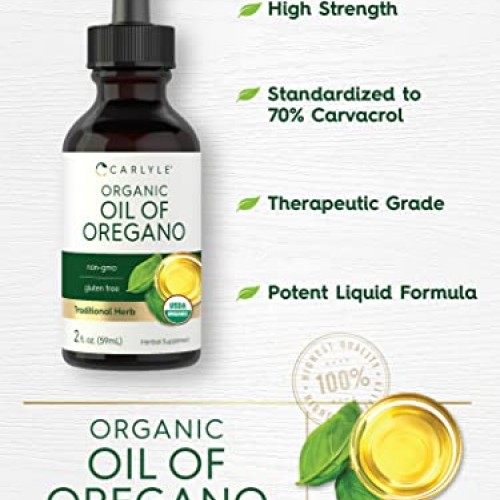 Carlyle Organic Oil of Oregano | 2 fl oz Liquid | Vegan, USDA Cer...