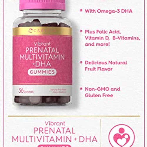 Carlyle Prenatal Vitamin Gummies | 36 Count | with DHA and Folic ...