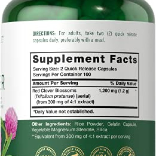 Carlyle Red Clover Capsules 1200mg | 200 Count | Non-GMO, Gluten ...