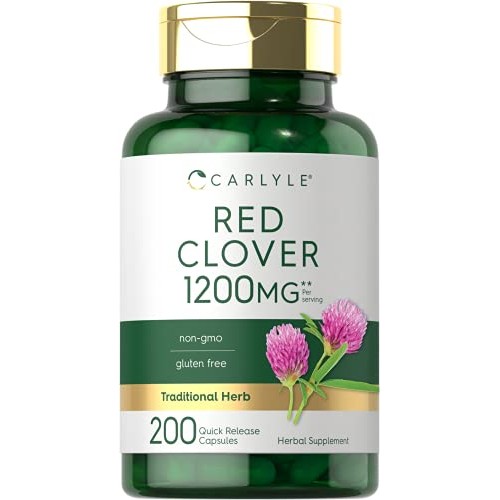 Carlyle Red Clover Capsules 1200mg | 200 Count | Non-GMO, Gluten ...