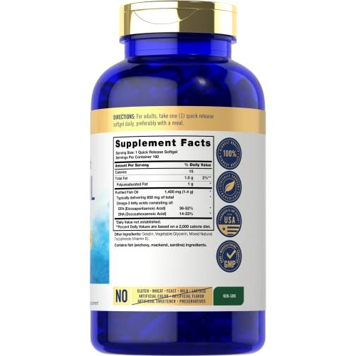 Carlyle Triple Strength Fish Oil | 180 Softgels | Omega 3 Supplem...