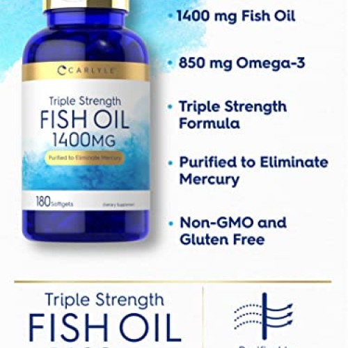 Carlyle Triple Strength Fish Oil | 180 Softgels | Omega 3 Supplem...