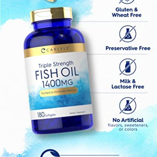 Carlyle Triple Strength Fish Oil | 180 Softgels | Omega 3 Supplem...