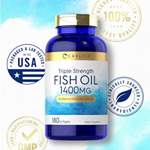 Carlyle Triple Strength Fish Oil | 180 Softgels | Omega 3 Supplem...