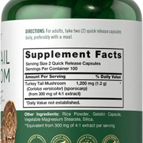 Carlyle Turkey Tail Mushroom Capsules | 1200mg | 200 Count | Non-...