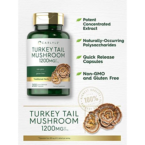 Carlyle Turkey Tail Mushroom Capsules | 1200mg | 200 Count | Non-...