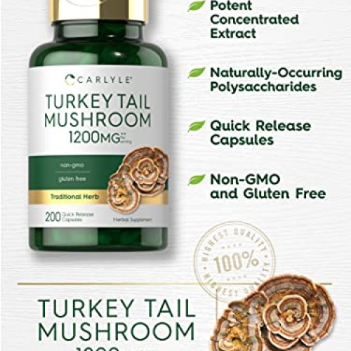 Carlyle Turkey Tail Mushroom Capsules | 1200mg | 200 Count | Non-...