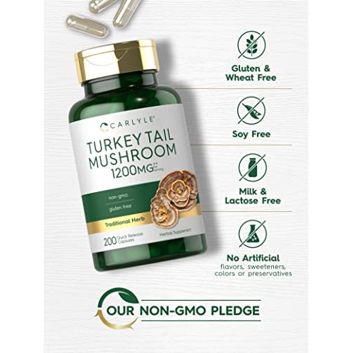 Carlyle Turkey Tail Mushroom Capsules | 1200mg | 200 Count | Non-...