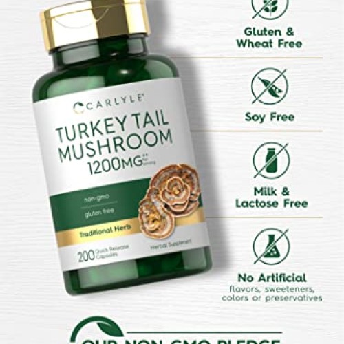 Carlyle Turkey Tail Mushroom Capsules | 1200mg | 200 Count | Non-...