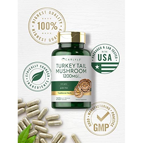 Carlyle Turkey Tail Mushroom Capsules | 1200mg | 200 Count | Non-...