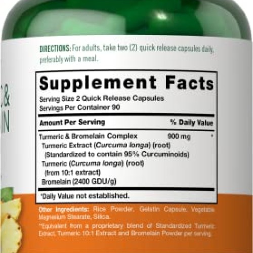 Carlyle Turmeric and Bromelain Supplement 900mg | 180 Capsules | ...