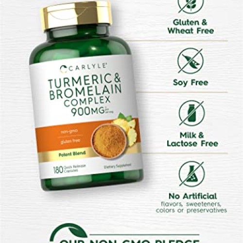 Carlyle Turmeric and Bromelain Supplement 900mg | 180 Capsules | ...
