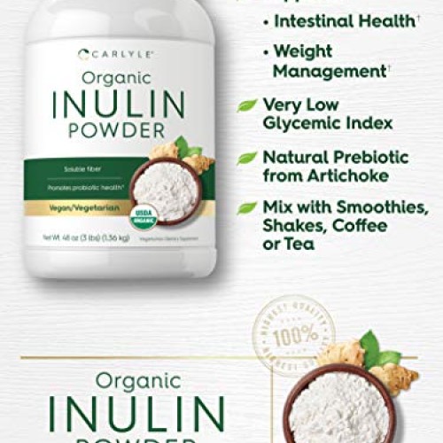 Organic Inulin Powder 48oz | Fiber Supplement | Promotes Probioti...