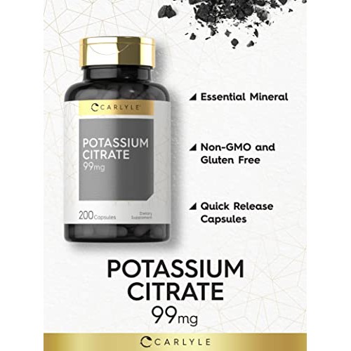 Potassium Citrate 99mg | 200 Capsules | Non-GMO and Gluten Free S...