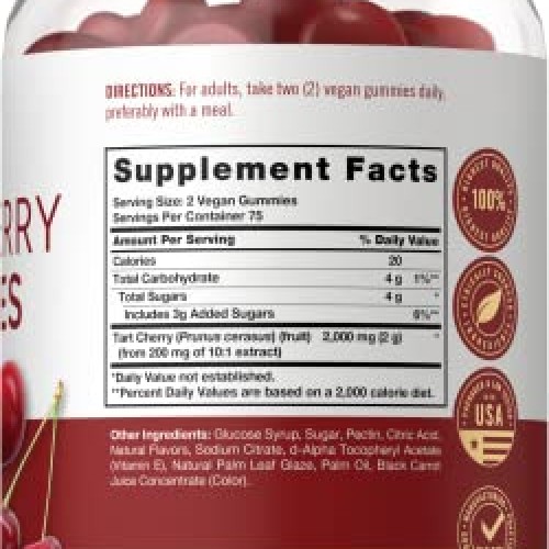 Tart Cherry Gummies | 2000mg | 150 Count | Natural Cherry Flavor ...